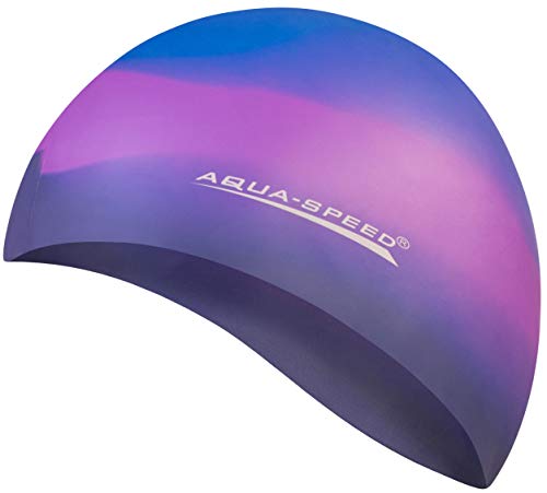 Aqua Speed BUNT Schwimmmütze + Kleines Mikrofaserhandtuch | Damen & Herren | Badekappe für Kinder Teenager | Badehaube reißfest | Schwimmhaube | Silikonbadekappe | Bademütze | 23. Bunt / 71 von Aqua Speed