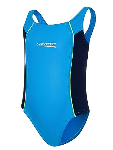 Aqua Speed Badeanzug Kinder Mädchen | Wettkampfanzug | Schwimmanzug Einteiler blau | Girls Swimsuits | Bademode | Sportbadeanzug UV-Schutz | Blue - Navy | Gr. 134 cm | Luna von Aqua Speed