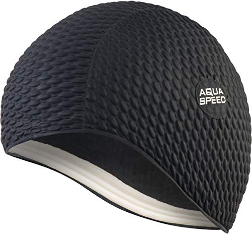 Aqua Speed Badehaube Damen | Badekappe Mädchen Lange Haare | Frauen Schwimmmütze extrem dehnbar | Schwimmkappe warm | Womens Swimming Cap for Long Hair | Latex | schwarz 07 | Bombastic von Aqua Speed