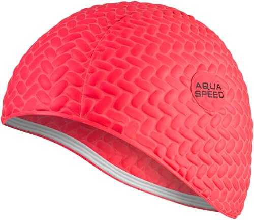 Aqua Speed Badehaube Damen Mädchen | Badekappe Lange Haare | Frauen Schwimmhaube | Schwimmkappe wasserdicht | Womens Swimming Cap for Long Hair | Schwimmen | Latex | Rot | Bombastic Tic-Tac von Aqua Speed