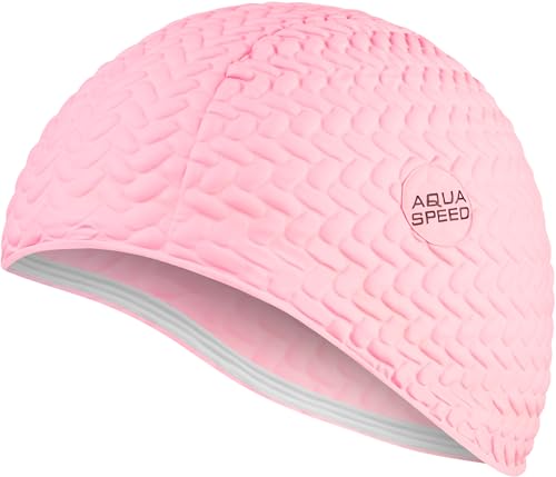 Aqua Speed Badehaube Damen | Swimming Cap Women | Frauen Badekappe Lange Haare | Latex Schwimmkappe extrem dehnbar | Womens Swim Cap | Schwimmmütze Mädchen | Rosa | Bombastic Tic-Tac von Aqua Speed