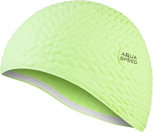 Aqua Speed Badehaube Frauen | Badekappe Mädchen Lange Haare | Damen Schwimmmütze dick warm | Schwimmkappe | Women Swimming Cap for Long Hair | Latexkappe | Grün | Bombastic Tic-Tac von Aqua Speed