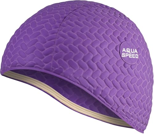 Aqua Speed Badehaube Lange Haare Damen | Badekappe Mädchen | Schwimmmütze extrem dehnbar | Frauen Schwimmkappe warm | Women Swimming Cap for Long Hair | Latex | 09 Flieder | Bombastic Tic-Tac von Aqua Speed