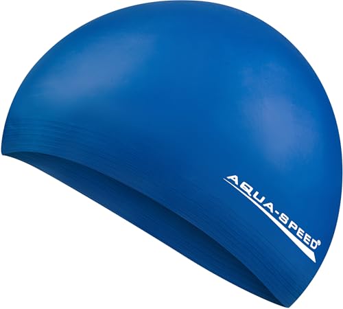 Aqua Speed Badekappe Damen Herren | Bademütze wasserdicht | Schwimmkappe | Badehaube Schwimmen | Schwimmmütze | Swimming Hat | Navy 02 | Soft Latex von Aqua Speed