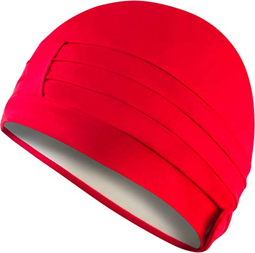 Aqua Speed Badekappe Damen | Retro Schwimmkappe | rote Badehaube Frauen | Schwimmkappe rot schick | Womens Bathing Cap | Schwimmmütze | Elegante Bademütze | Polyester | Red | Ladies Cap von Aqua Speed