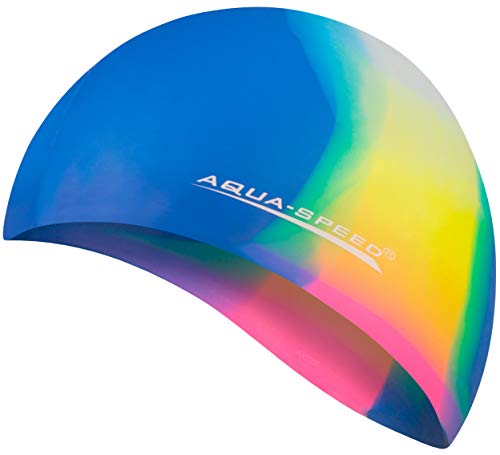 Aqua Speed Badekappe Herren | Silikon | Bademütze | Badehaube | Mehrfarbig + Aufbewahrungstasche von Aqua Speed