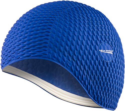 Aqua Speed Damen Badekappe Lange Haare | Womens Swimming Cap for Long Hair | Schwimmkappe Latex | Badehaube Schwimmen | Latexkappe | Schwimmmütze blau wasserdicht | Mittelblau 10 | Bombastic von Aqua Speed