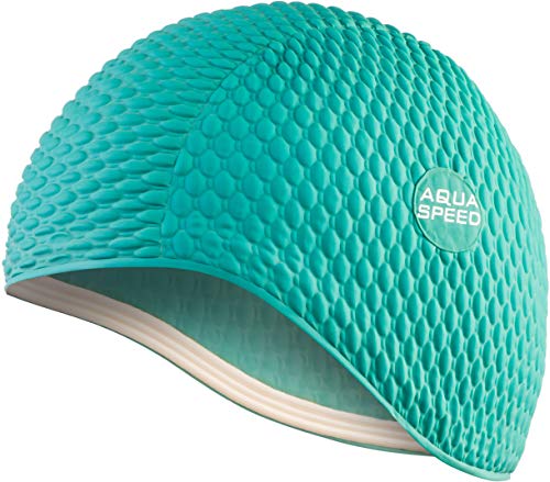 Aqua Speed Damen Badekappe Lange Haare | Womens Swimming Cap for Long Hair | grüne Bademütze wasserdicht | Schwimmkappe Latex | Badehaube Schwimmen | Latexbadekappe | grün 04 | Bombastic von Aqua Speed