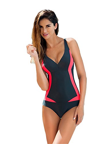 Aqua-Speed Damen Greta Womens Swimwear Badeanzug, Grau/Pink, Size 48 S-M von Aqua Speed