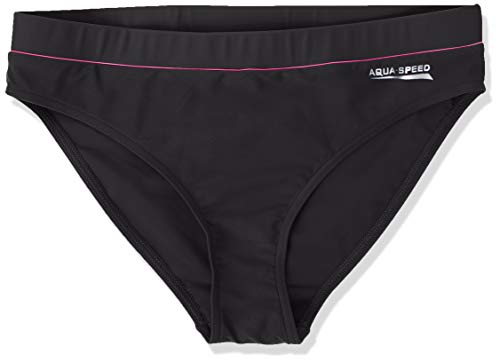 Aqua-Speed Damen Fiona Briefs Womens Swimwear Badeanzug, Black/Pink Piping, 38 EU von Aqua-Speed