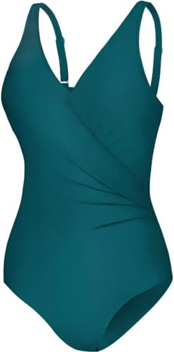 Aqua Speed Eleganter Andrea Badeanzug mit Mesh-Details und Bauchkontrolle, Größen:40, Farbe:Grün von Aqua Speed