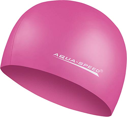 Aqua Speed MEGA Pinke Schwimmmütze für Damen | Bunte Badekappe für Mädchen Jungs Kids | Bademütze wasserdicht | Badehaube | Schwimmhaube | Silikon | 27 von Aqua Speed