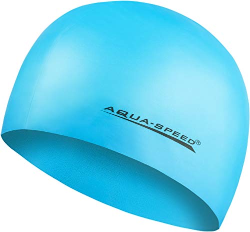 Aqua Speed MEGA Super-Stretch Badekappe | Schwimmkappe | Bademütze | Badehaube | Schwimmer | Sport | Schwimmen | Triathlon | Silikon | Hellblau 29 von Aqua Speed