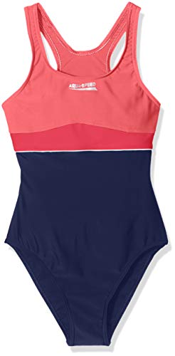 Aqua Speed Mädchen Emily Girls Swimwear Badeanzug, Marineblau/Koralle/Himbeere, 158 EU von Aqua Speed