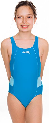 Aqua Speed Ruby Badeanzug Mädchen | Einteiler | UV-Schutz | Blickdicht | Chlorresistent | Anti-Pilling | Schwimmanzug, Farbe:Türkis, Größe:116 von Aqua Speed