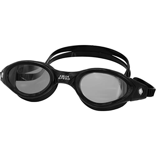 Aqua Speed Schwimmbrille für Erwachsene Goggle Sicherheitsglas AntiFog UV, Modell:PACIFIC - Schwarz/Getönt von Aqua Speed