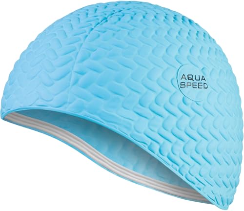 Aqua Speed Schwimmhaube Damen Mädchen | Latex Badekappe | Schwimmkappe Lange Haare | Bademütze | Badehaube | Schwimmmütze wasserdicht | Womens Swimming Cap | Türkis | Bombastic Tic-Tac von Aqua Speed