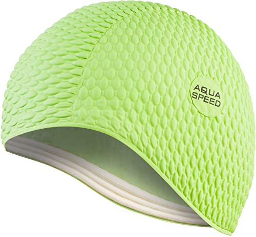 Aqua Speed Swimming Cap Women | Badehaube Damen | Badekappe Lange Haare extrem dehnbar | Latex Schwimmkappe | Womens Swim Cap | Schwimmmütze Frauen Mädchen | lindgrün 11 | Bombastic von Aqua Speed