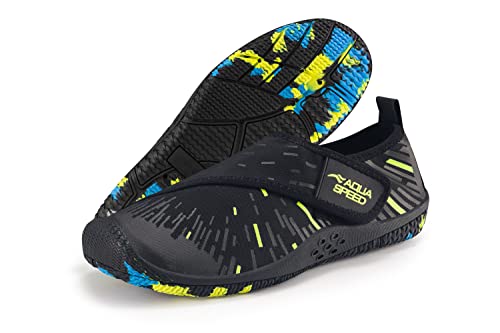 Aqua Speed TEGU modische Aqua Schuhe + Mesh Beutel | Profilsohle | Tegu - schwarz/fluor gelb | Gr.: 42 von Aqua Speed