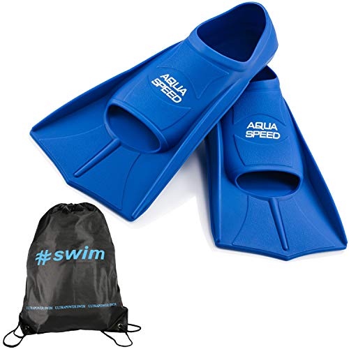 Aqua Speed Trainingsflossen leicht I Damen Herren I Kurze Schwimmflossen Schwimmtraining I Kurzflossen für Frauen Männer I weiche Flossen I Gummiflossen I + Ultrapower Rucksack I blauI11; Gr. 41I42 von Aqua Speed