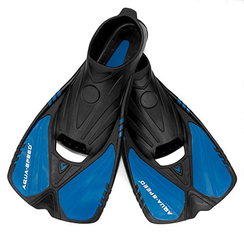 Aqua Speed Trainingsschwimmflossen Erwachsene I Schwimmflossen blau-schwarz I Fußteilflossen I Trainingsflossen Fersenlaschen I Swimming Flippers I Gr.42/43 I Action von Aqua Speed