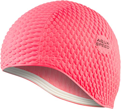 Aqua Speed Womens Swimming Cap | Badehaube Damen Mädchen | Badekappe Lange Haare wasserdicht | Latex Schwimmkappe rosa | Waterproof Swim Cap Women | Schwimmmütze reißfest | pink 03 | Bombastic von Aqua Speed