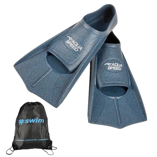 Aqua Speed RECO Set HIGH TECH Kurze Schwimmflossen für Erwachsene und Kinder + ULTRAPOWER #Swim Beutelrucksack | Herren | Damen | Trainingsflossen | Farbe:ozeanischer onyx/01, Größen:31/32 von Aqua Speed