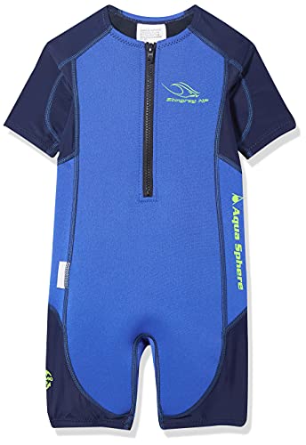 Aqua Sphere Unisex Jugend Stingray Hp Short Sleeve Wetsuit, Blau/Navy, 104 (Herstellergröße: 4 Jahre) von Aquasphere