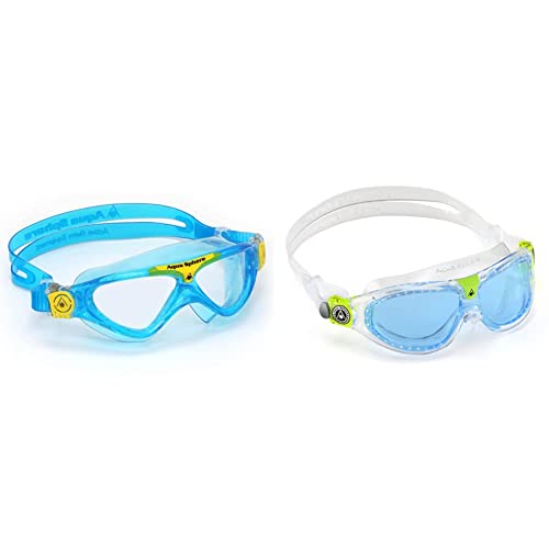 Aqua Sphere Vista Junior Schwimmen Maske/Brille Hellblau & Gelb - Klare Linse & Seal Kid 2 Schwimmbrille Transparent - Blaue Linse von Aqua Sphere