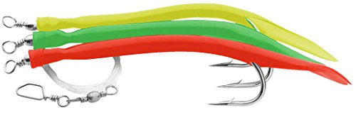 Aquantic Unisex – Erwachsene 10C4039507207472C10, verfügbar in fängigen Farben, je 3 Gummi-Makks am Vorfach, Qualitätsschnur und Hochleistungswirbel (Rot/Grün/Gelb, 4/0), Bunt, Normal von Aquantic