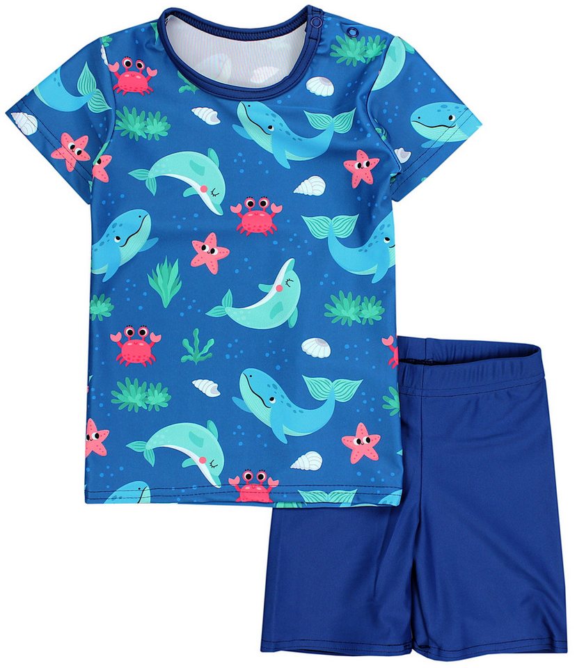 Aquarti Badeanzug Baby Jungen Zweiteiliger Kinder Badeanzug T-Shirt Badehose UV-Schutz von Aquarti