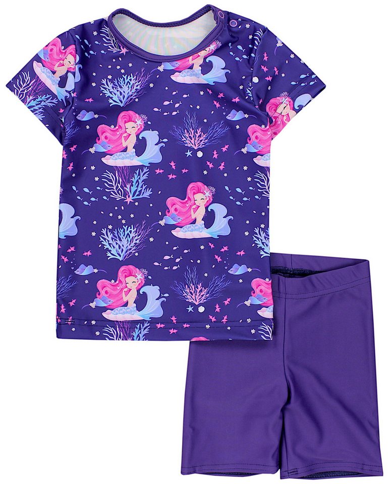 Aquarti Badeanzug Baby Mädchen Zweiteiler Kinder Badeanzug Set Shirt Badehose UV-Schutz von Aquarti