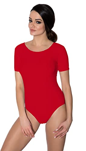 Aquarti Damen Ballett Trikot Kurzarm Gymnastik Tanz-Body, Farbe: Rot, Größe: 38 von Aquarti
