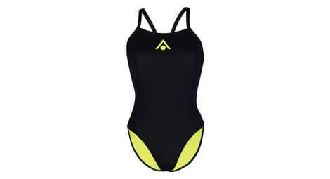 einteiliger badeanzug fur frauen aquasphere essential tie back schwarz gelb von Aquasphere