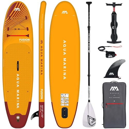 Aqua Marina Aufblasbar Sup Board Stand up Paddle AQUAMARINA Fusion Komplette Packung 330x81x15cm mit Fiberglass Paddel von Aqva Marina