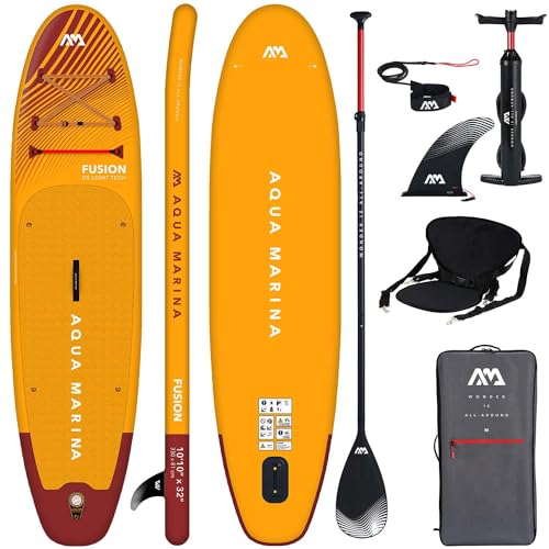 Aqua Marina Aufblasbar Sup Board Stand up Paddle AQUAMARINA Fusion Komplette Packung 330x81x15cm mit Kajak Sitz von Aqva Marina