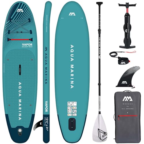 Aqua Marina Aufblasbar Sup Board Stand up Paddle AQUAMARINA Vapor Komplette Packung 315x79x15 cm mit Solid Fiberglass Paddel Blau von Aqva Marina