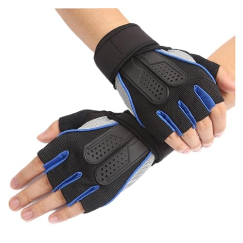Aqxyedc Fingerlose Handschuhe for Männer und Frauen, verlängerte Armbänder, Fitness, Sport, Halbfinger-Schutz, rutschfest, atmungsaktiv, Halbfinger-Handschuhe wanglan (Color : Blu, Size : L) von Aqxyedc