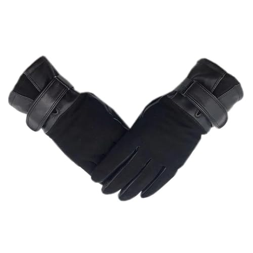 Aqxyedc Winter männer Schaffell Leder Handschuhe Handgelenk Mode Neue Echte Leder Handschuhe Wolle Futter Maschine Nähen Warme Fahren Reiten wanglan (Color : Black, Size : 11.5) von Aqxyedc
