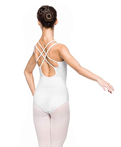 Arabesque Bezaubernder Damen Ballettanzug Body mit Spaghettiträgern 2003 (XS, Weiß) von Arabesque