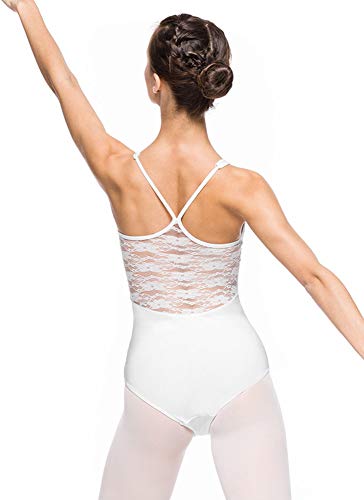 Arabesque Damen Ballettanzug Body Klassische Tanzkleidung elastischen Schmuckspitze Kitri (Weiß, M) von Arabesque