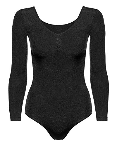 Arabesque Langarm Lycra Damen Ballettanzug Body Leotard Dance Trikot Turnanzug Mirta (XS, Schwarz) von Arabesque