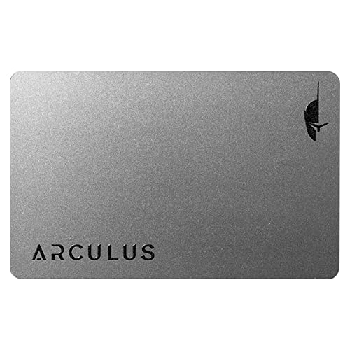 Arculus Die Schlüsselkarte: Die sicherere Krypto- und NFT-Kaltspeicher-Hardware-Brieftasche. Der sicherere Weg, Bitcoin, Ethereum, NFTs und viele weitere Münzen zu speichern. Schlanke Metallkarte, von Arculus