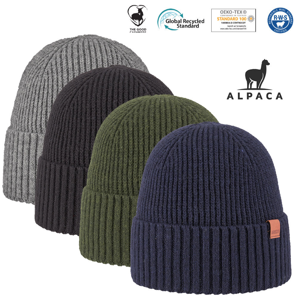 Areco - warme doppellagige Alpaca Wintermütze Merino Mütze - Ökotex von Areco