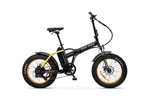 Argento Mini Max Faltbares E-Bike, 20" x 4 fette Räder, mechanische Scheibenbremsen, 250-W-Motor, maximal unterstütztes Gewicht 100 kg, Samsung-Akku 375 Wh, 26 kg, Schwarz/Gelb von Argento