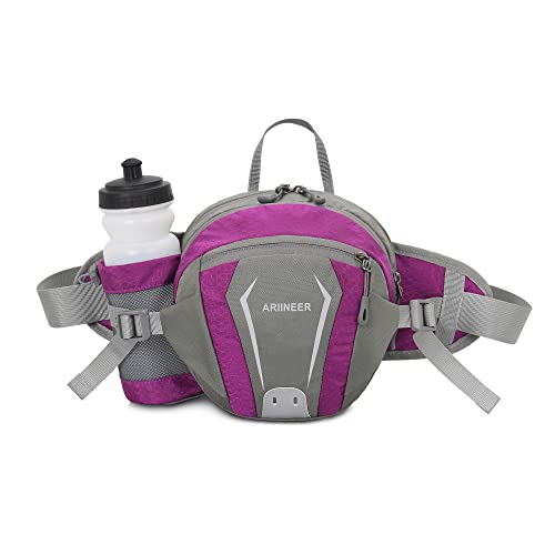 Ariineer Gürteltasche mit Wasserflaschenhalter Bauchtasche mit verstellbarem Gürtel für Camping Klettern Reisen Outdoor Sport Hundespaziergang Geschenke für Damen Herren Damen (lila) von Ariineer