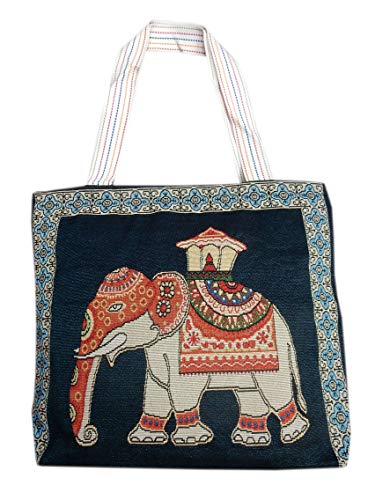 Handgefertigte Strandtasche Handtasche mit fantasievollen gewebtem Elefanten Muster von Ariyas Thaishop