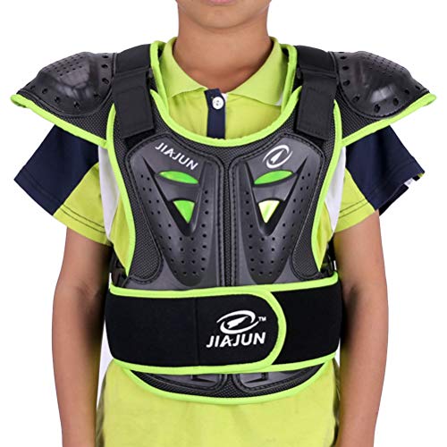 Kids Armor Weste für Brustwirbelsäule, Rückenstütze, Schutzausrüstung, Jacke, Hemd für Motorrad, Dirtbike, Motocross, Skifahren, Snowboarden (Grün, L) von Armor Qtrees