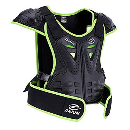 Kids Armor Weste für Brustwirbelsäule, Rückenstütze, Schutzausrüstung, Jacke, Hemd für Motorrad, Dirtbike, Motocross, Skifahren, Snowboarden (Grün, M) von Armor Qtrees