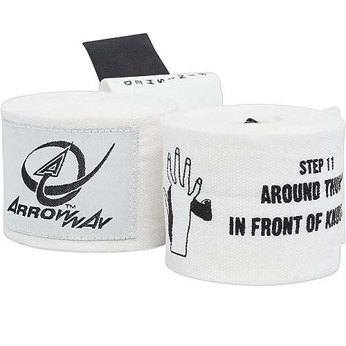 ArrowWay Lehr Hand Bandagen für Kinder Bedruckt Für Boxen & MMA 360, 7cm - Weiß von Meister